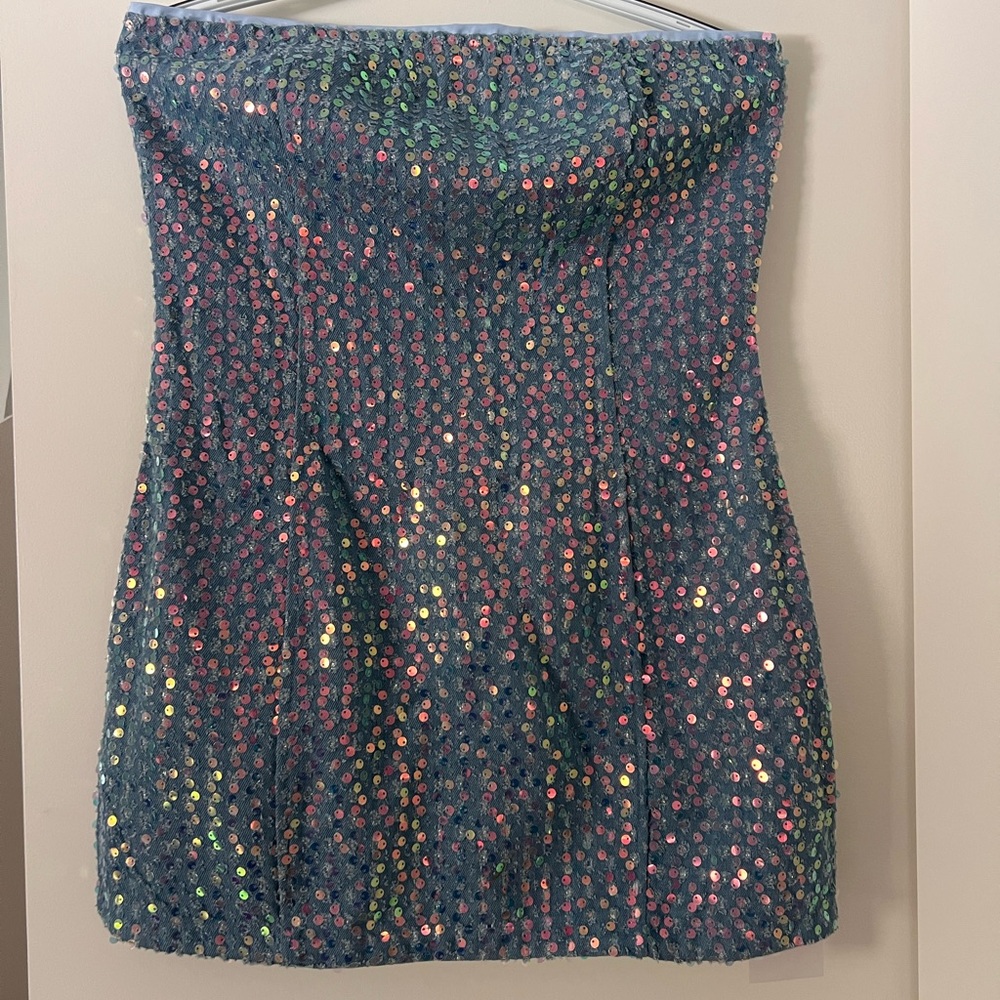 Superdown Multicolor Sequin Strapless Dress - image 1